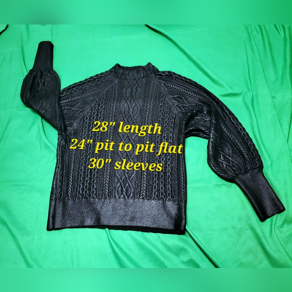 Black Metallic Look Cable Knit Women's Plus Size Sweater by Express - Picture 8 of 10
